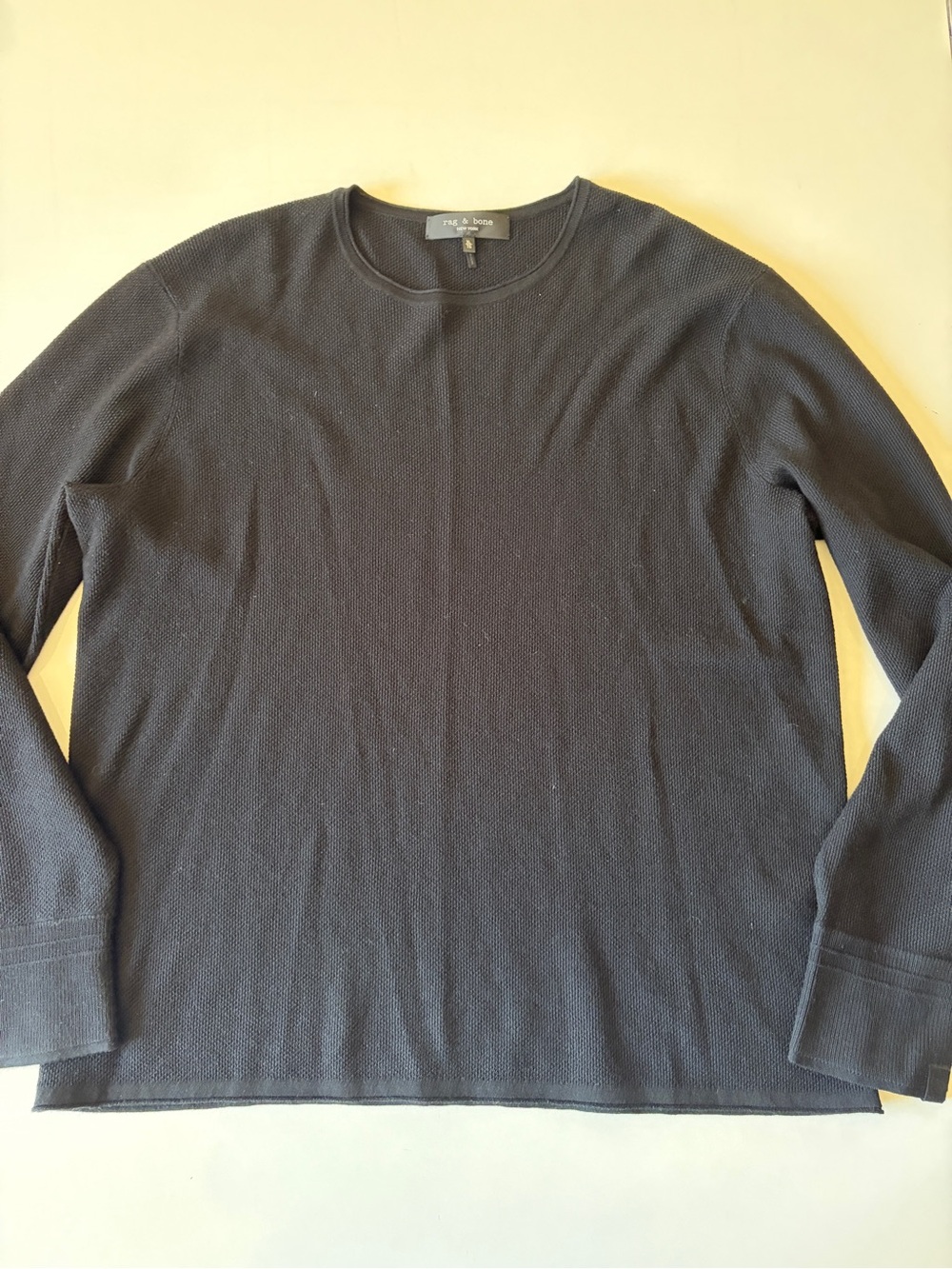Rag & Bone Gregory Merino Crewneck Sweater Navy gray long sleeve wool blend XL